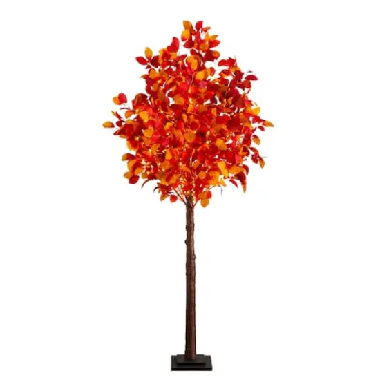 6ft. Pre-Lit Autumn Artificial Fall Tree with 300 Warm White LED Lights {4}