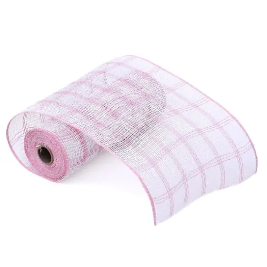 10" x 19ft. Pink & White Window Poly Burlap Mesh by Celebrate It&trade; {1}