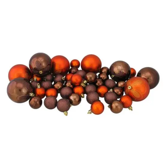 125ct. Chocolate Brown & Burnt Orange Shatterproof 4-Finish Christmas Ornaments {3}