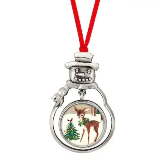 JFK Half Dollar Snowman Ornament With Colorized Reindeer Coin {1}