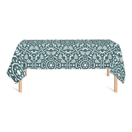Folk Floral Teal Tablecloth {3}