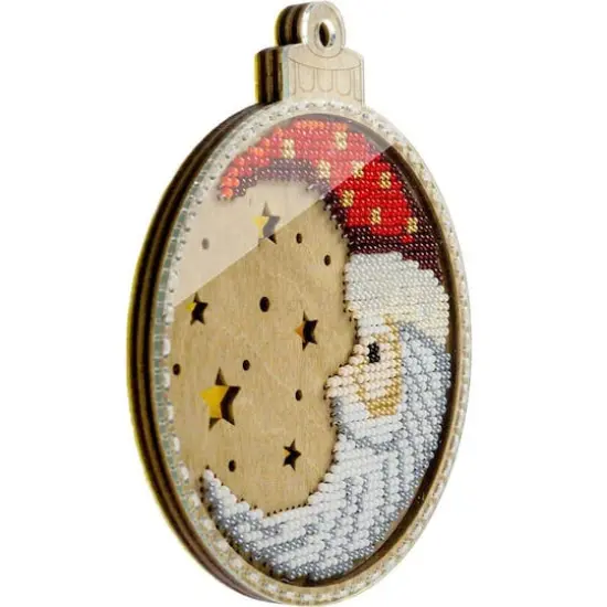 Wonderland Crafts Santa Moon Ornament Bead Embroidery on Wood Kit {4}