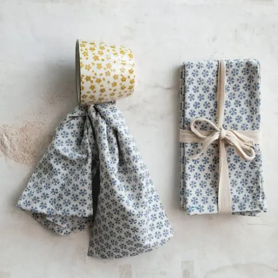 Hello Honey&reg; Blue Patterned Cotton & Linen Napkins, 4ct. {3}