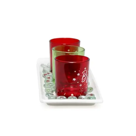 Elegant Designs&trade; Merry & Bright Christmas Candle Holder Set {11}