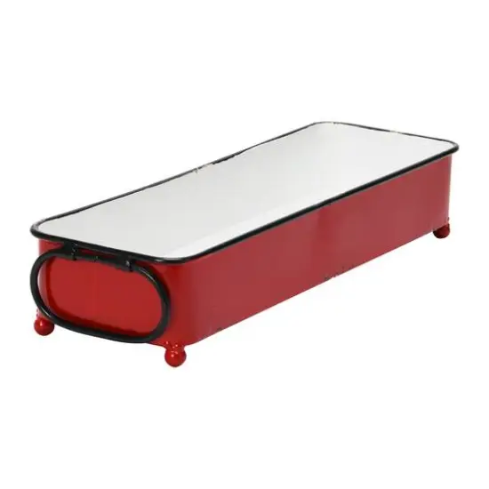 Hello Honey&reg; 16" Decorative Metal Tray with Handles Red {7}