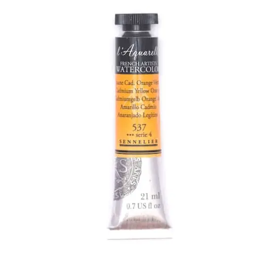 Sennelier French Artists' Watercolor, 21mL 537 Cadmium Yellow Orange S4 {1}