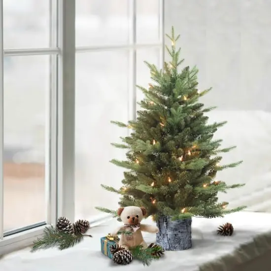 3ft. Pre-LIt Artificial Christmas Tree in Planter, Clear Lights {4}