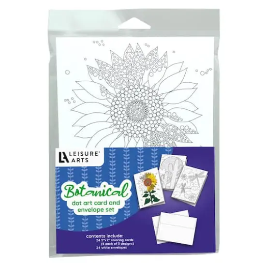 Leisure Art&reg; Dot Art 24-Piece Botanical Card and Envelope Set {1}