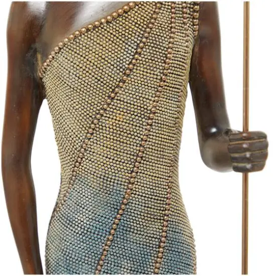 28" Multicolor Polystone Standing Woman with Intricate Details Sculpture {4}