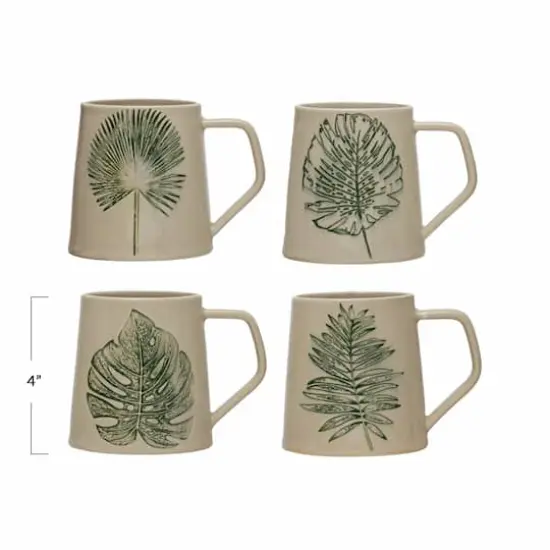 Hello Honey&reg; Debossed Leaf Reactive Crackle Glaze Stoneware Mug Set {1}