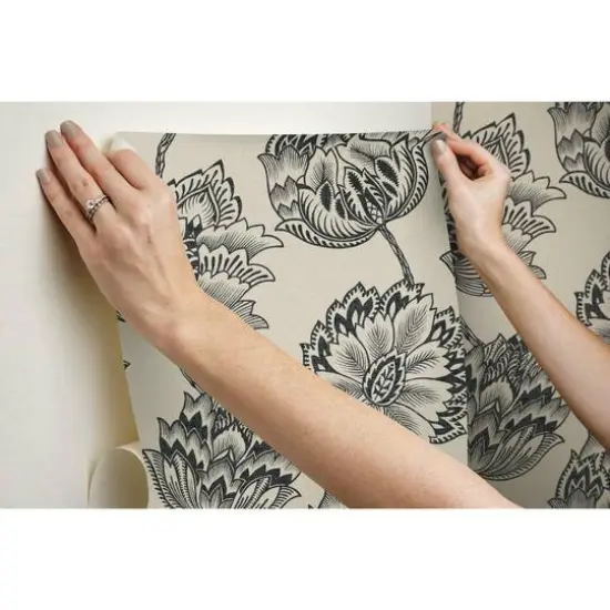 RoomMates Batik Jacobean Peel & Stick Wallpaper Taupe and Black {12}