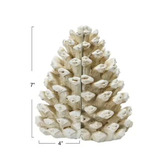 Hello Honey&reg; Pinecone Bookends Set Antique White {5}