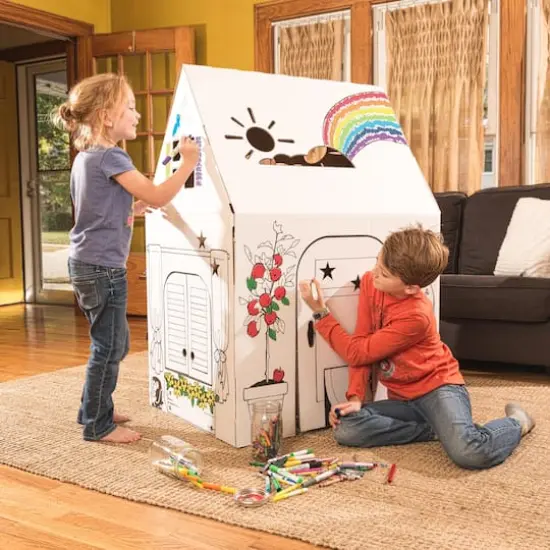 Easy Playhouse Cardboard Clubhouse {3}