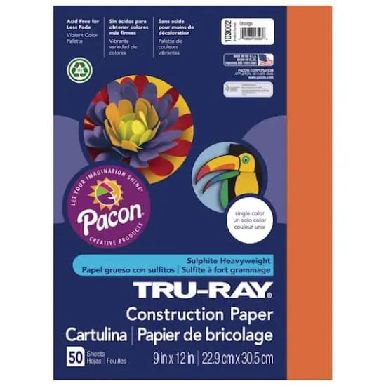 Pacon&reg; Tru-Ray&reg; 9" x 12" Construction Paper, 50 Sheets Orange {1}