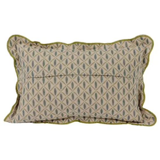 Hello Honey&reg; Embroidered Bird Cotton Chambray Printed Lumbar Pillow with Patterned Back & Scalloped Edge {7}