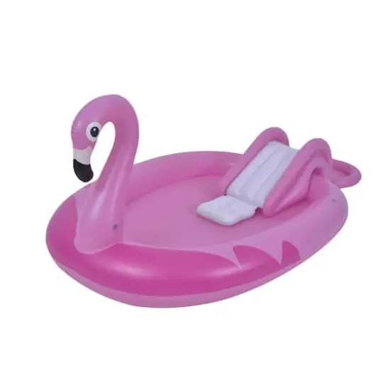 Swim Central 6.9ft. Inflatable Pink Flamingo Kiddie Pool with Sprayer {1}