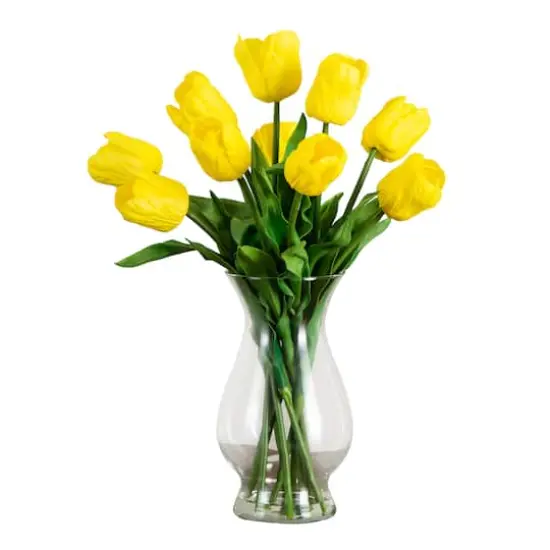 21" Artificial Tulip Arrangement in Glass Vase {1}