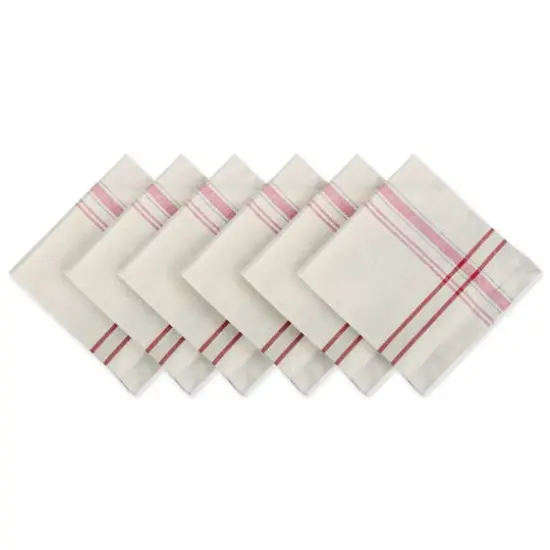 DII&reg; French Stripe Cloth Dinner Napkins, 6ct. Taupe/Red {1}
