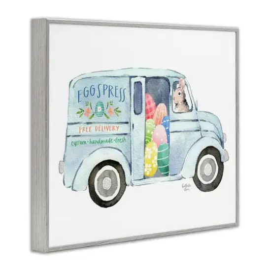 Stupell Industries Patterned Easter Eggs Truck Holiday Bunny Painting Framed Giclee Art Gray {4}