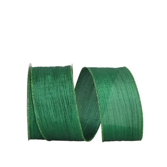 Reliant 2.5" x 10yd. Emerald Crushed Lam&eacute; Glimmer Wired Ribbon {1}