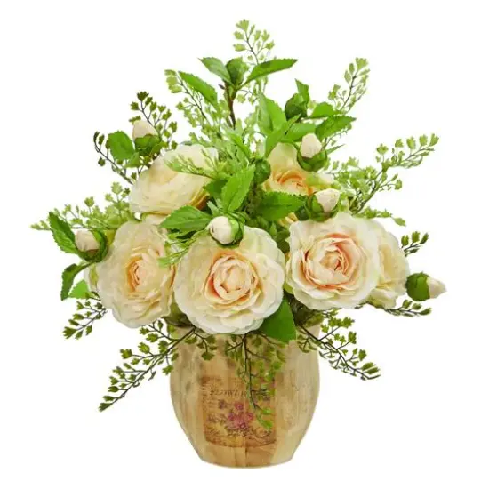 13" Camellia & Maiden Hair Artificial Arrangement {1}