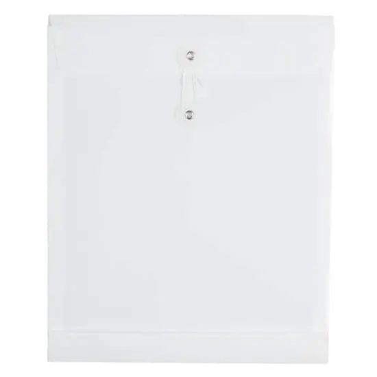 JAM Paper Letter Size Plastic Envelopes with Button & String Tie Closure, 12ct. White {1}