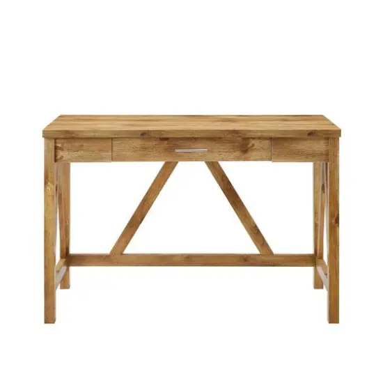 Walker Edison 46" Barnwood A Frame Wood Computer Desk with Drawer {3}