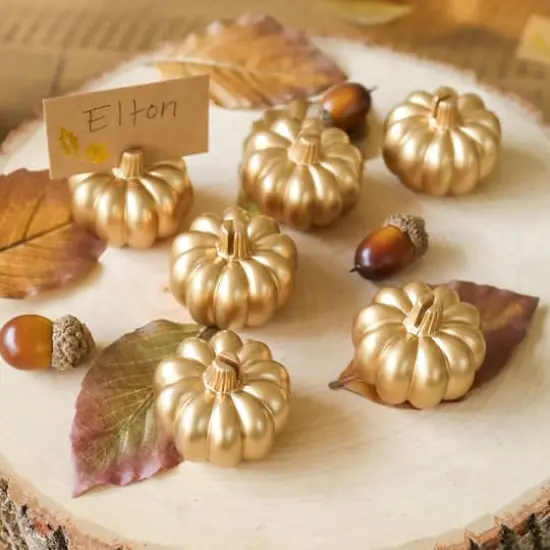 Kate Aspen&reg; Mini Gold Pumpkin Place Card Holder Set {1}