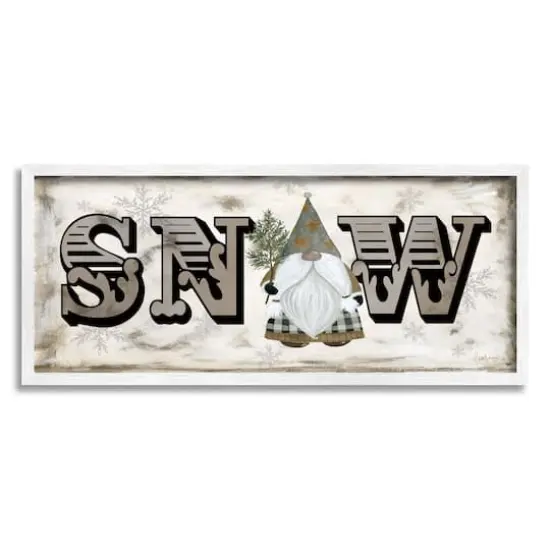 Stupell Industries Winter Snow Holiday Gnome Framed Giclee Art White {1}