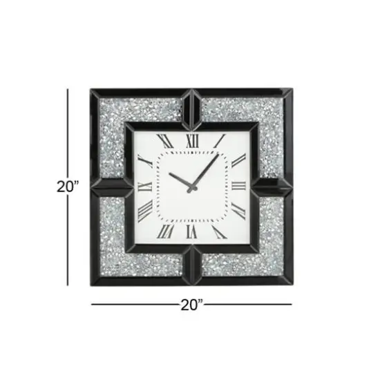 20" Black Wood Glam Wall Clock {7}