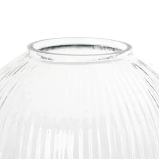 14" Clear Ribbed Glass Vase {4}