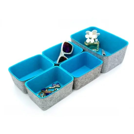 Welaxy Felt 5 Piece Drawer Organizer Bins Turquoise {4}