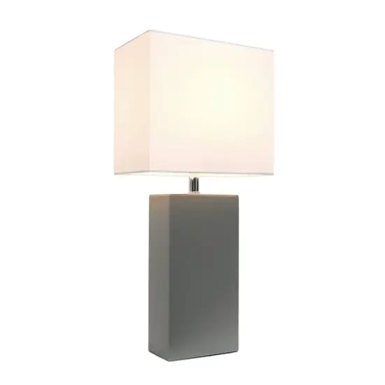 Lalia Home Lexington 21" Leather Home Décor Table Lamp Gray {3}