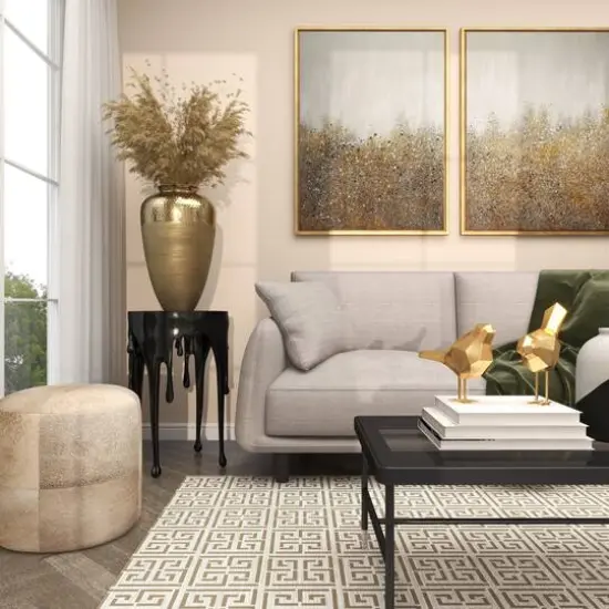 20" Gold Aluminum Brushed Vase with Hammered Top {13}