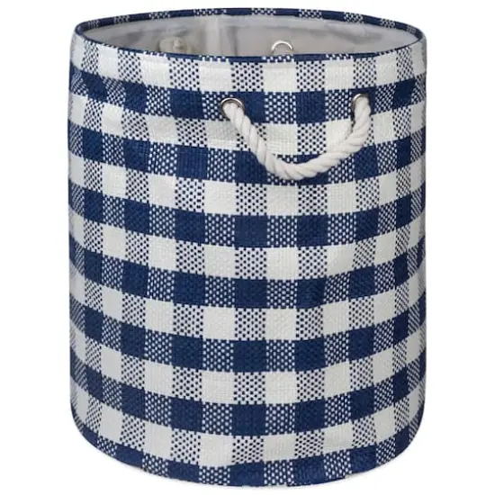 DII&reg; Large Round Checkers Paper Bin Navy {1}