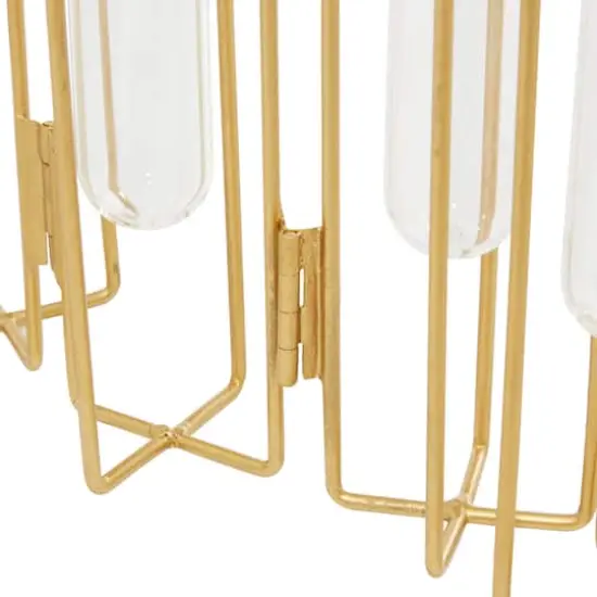 Gold Metal Contemporary Vase, 12" x 10" x 3" {4}