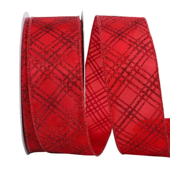 JAM Paper 2.5" x 50yd. Wired Christmas Diamonds Crisscross Value Ribbon {1}