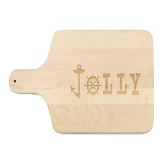 17" Jolly Ship Wheel & Hook Maple Paddle Cutting Board {1}