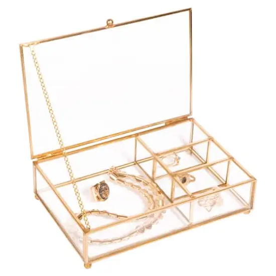 Home Details Large Gold Vintage 4 Compartment Glass Keepsake Box {4}