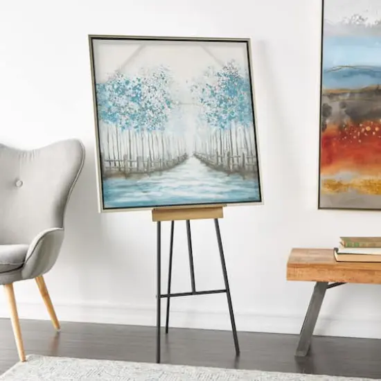 56.25" Black Metal Painter's Inspired 3-Tier Display Easel with Gold Accents {3}