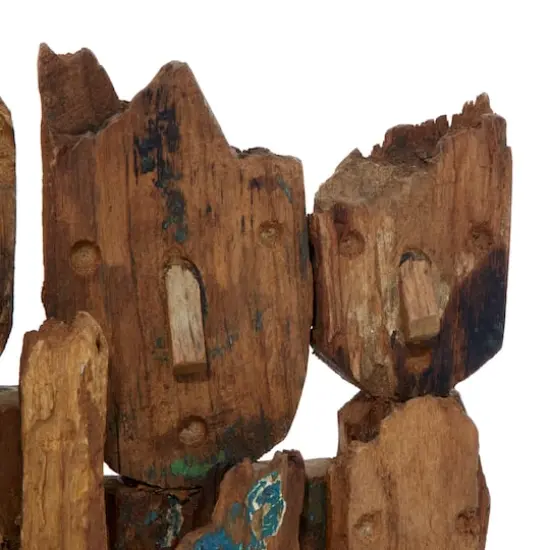 16" Brown Teak Wood Natural Abstract Sculpture {5}