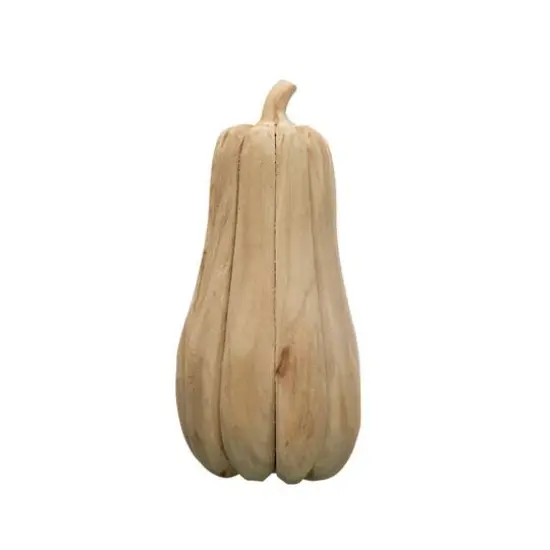 Hello Honey&reg; 10.5" Natural Poplar Wood Pumpkin Figurine {1}