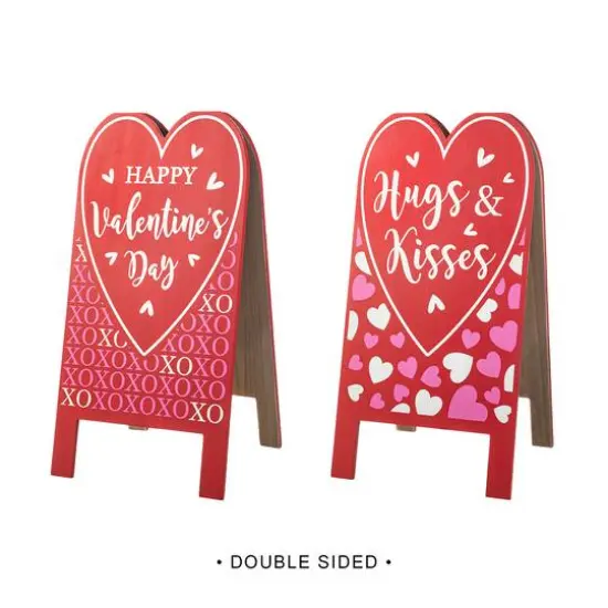 Glitzhome&reg; 24" Valentine's Double Sided Wooden Easel Porch D&eacute;cor {5}