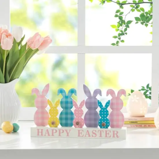Glitzhome&reg; 11.75" Easter Wooden Bunny Family Table D&eacute;cor {4}