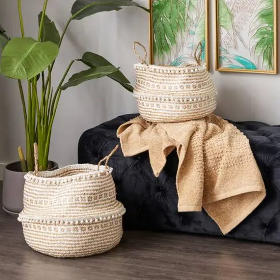Brown Wood Natural Storage Basket Set {7}