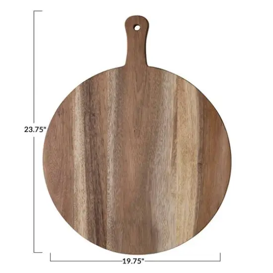 Hello Honey&reg; 25" Natural Modern Round Wood Cutting or Charcuterie Board with Handle {6}