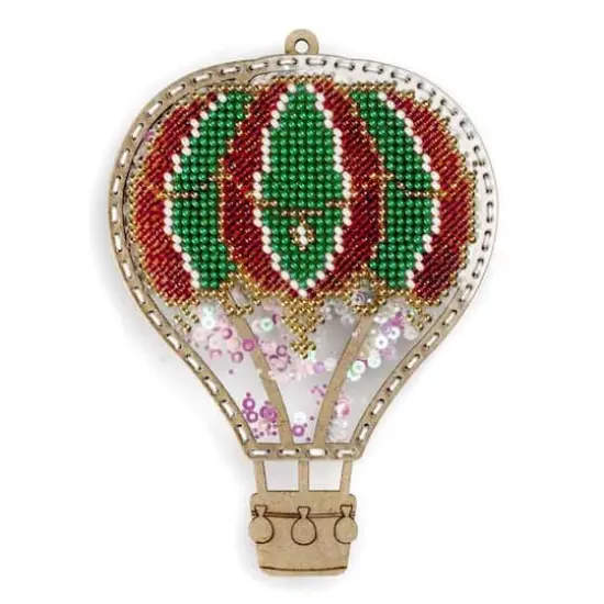 Wonderland Crafts Red & Green Hot Air Balloon Christmas Ornament Bead Embroidery Kit {6}
