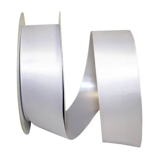 JAM Paper 1.5"x 50yd. Double Face Satin Ribbon Shell Gray {1}