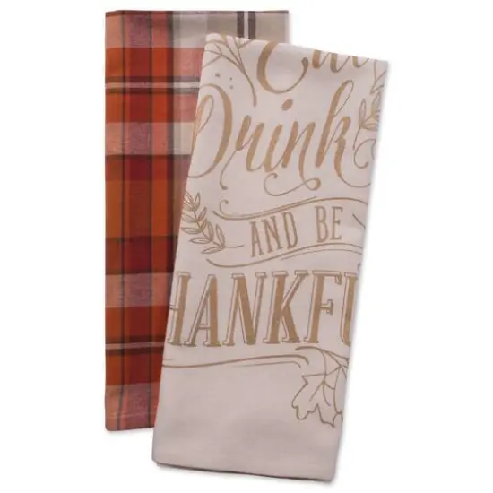 DII&reg; Assorted Check Fall Be Thankful Printed Dishtowel Set {11}