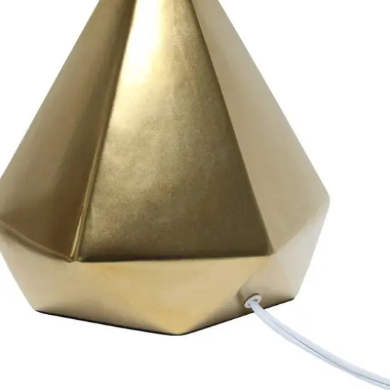 Simple Designs 19.8" Solid Pyramid Table Lamp Gold {10}